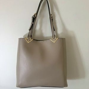 Antonio Milani Taupe/Cream Leather Tote Bag